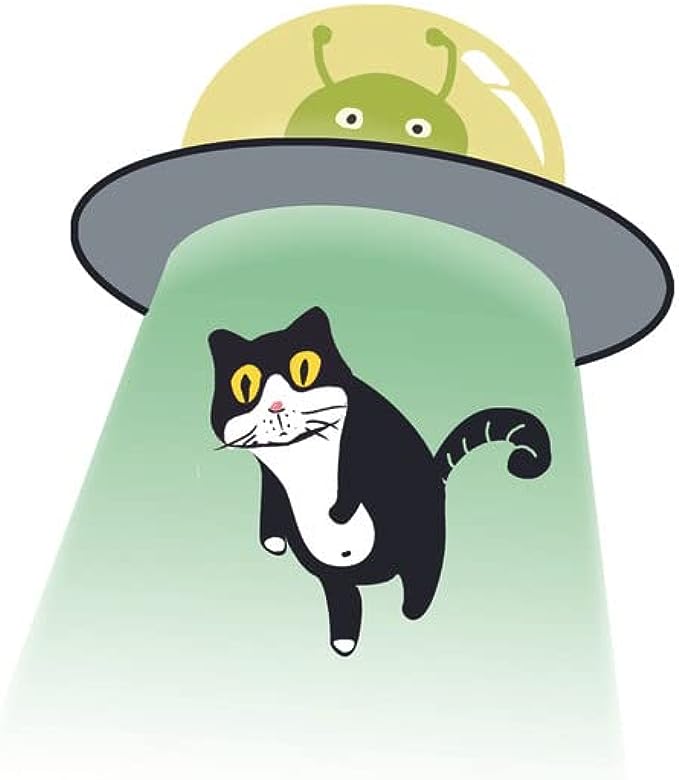 CORIRESHA Alien nave espacial abducción gato vintage unisex divertido espacio camiseta