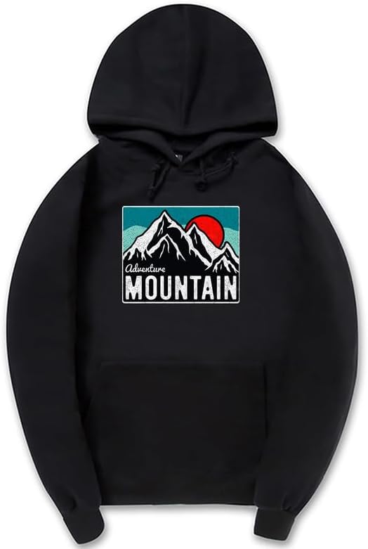 CORIRESHA Women's Vintage Mountain Graphic Hoodie Casual Long Sleeve Drawstring Basic Sun Sweatshirt