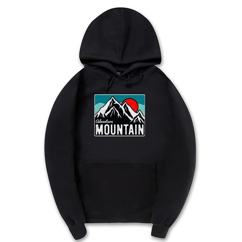 CORIRESHA Women's Vintage Mountain Graphic Hoodie Casual Long Sleeve Drawstring Basic Sun Sweatshirt