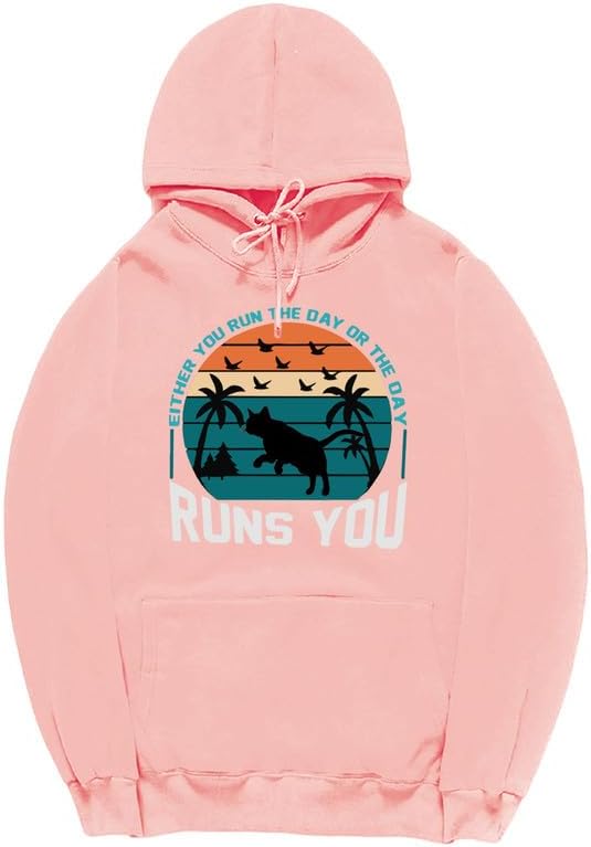 CORIRESHA - Sudadera con capucha para mujer, estilo vintage, de gato, gaviota, de manga larga, con cordón, informal, de algodón