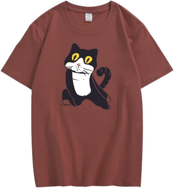 CORIRESHA Camiseta de gato lindo casual cuello redondo manga corta verano básico algodón tops