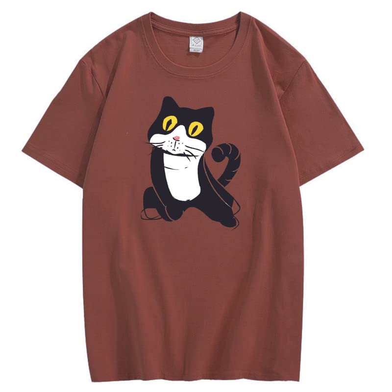 CORIRESHA Camiseta de gato lindo casual cuello redondo manga corta verano básico algodón tops