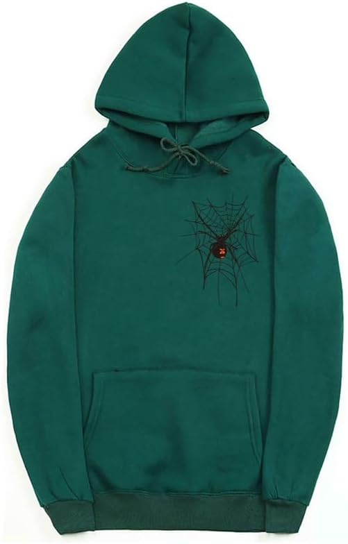 CORIRESHA Sudadera unisex con capucha de telaraña de Halloween, manga larga, con cordón, casual, estética Y2K