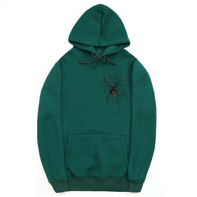 CORIRESHA Sudadera unisex con capucha de telaraña de Halloween, manga larga, con cordón, casual, estética Y2K