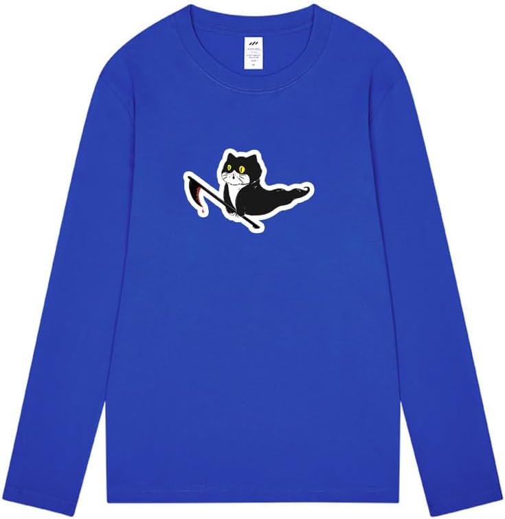 CORIRESHA Teen Ghost Cat camiseta cuello redondo manga larga algodón Halloween Tops