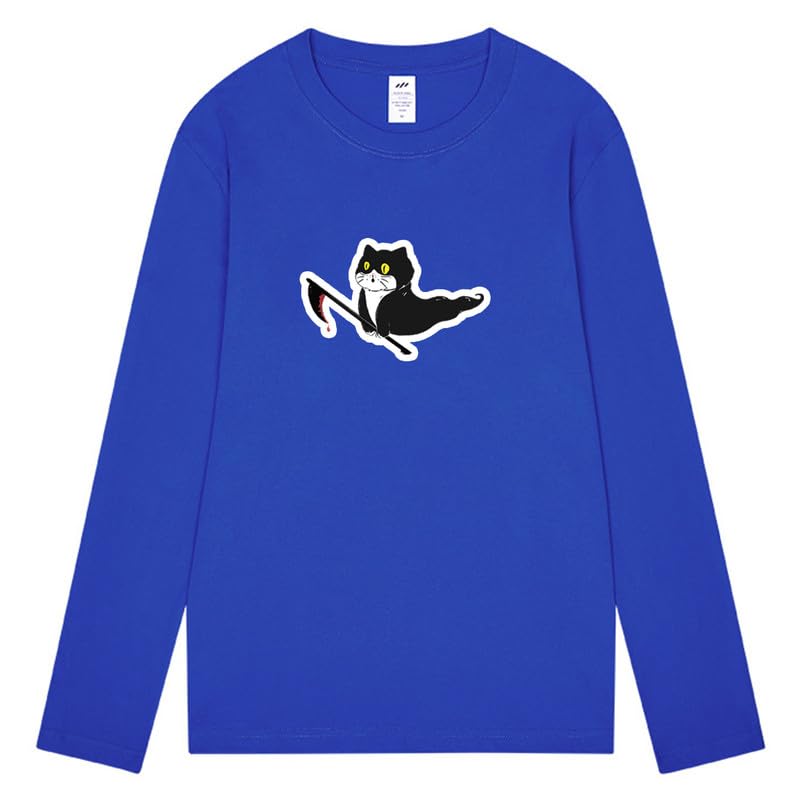 CORIRESHA Teen Ghost Cat camiseta cuello redondo manga larga algodón Halloween Tops