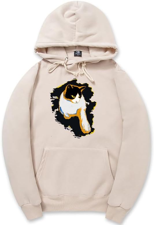 CORIRESHA Women's Teen Cute Cat Hoodie Long Sleeve Drawstring Casual Cotton Sweatshirt