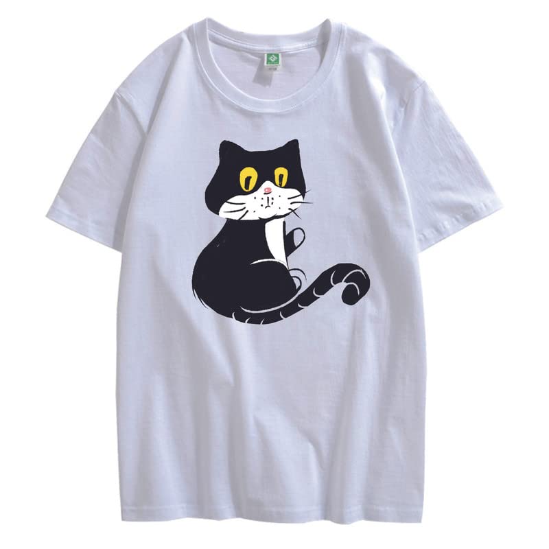 CORIRESHA Adolescente Gato Camiseta Cuello Redondo Manga Corta Suelta Suave Acogedor Lindo Tops