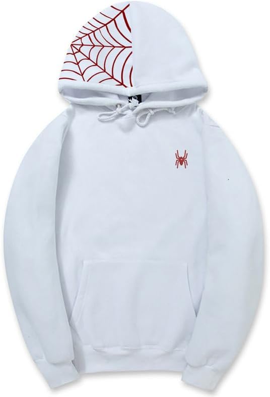 CORIRESHA Teen Y2K Spider Web Hoodie Casual Drawstring Long Sleeve Cotton Halloween Sweatshirt