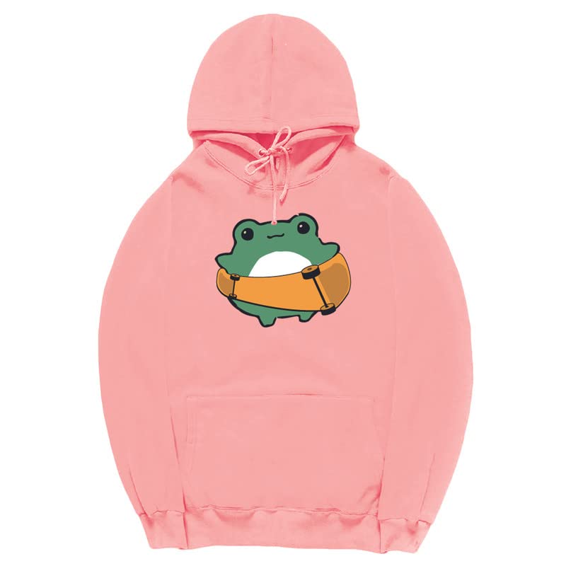 CORIRESHA Women's Cute Frog Hoodie Skateboard Soft Cozy Cotton Drawstring Sweatshirt