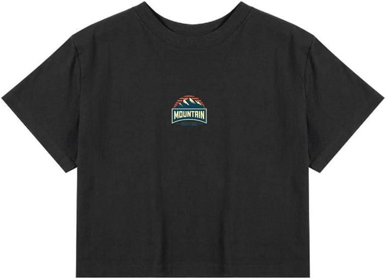 CORIRESHA Camiseta retro de montaña con cuello redondo de verano de manga corta para mujer