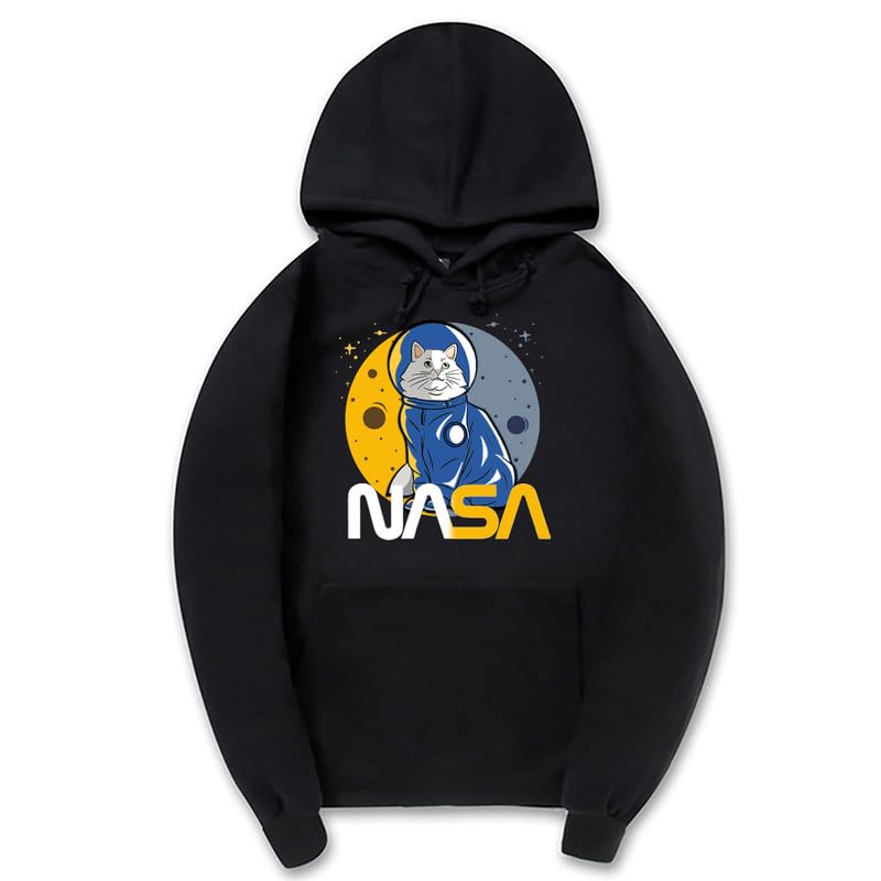CORIRESHA Teen's Astronaut NASA Hoodie Casual Long Sleeve Drawstring Cat Sweatshirt