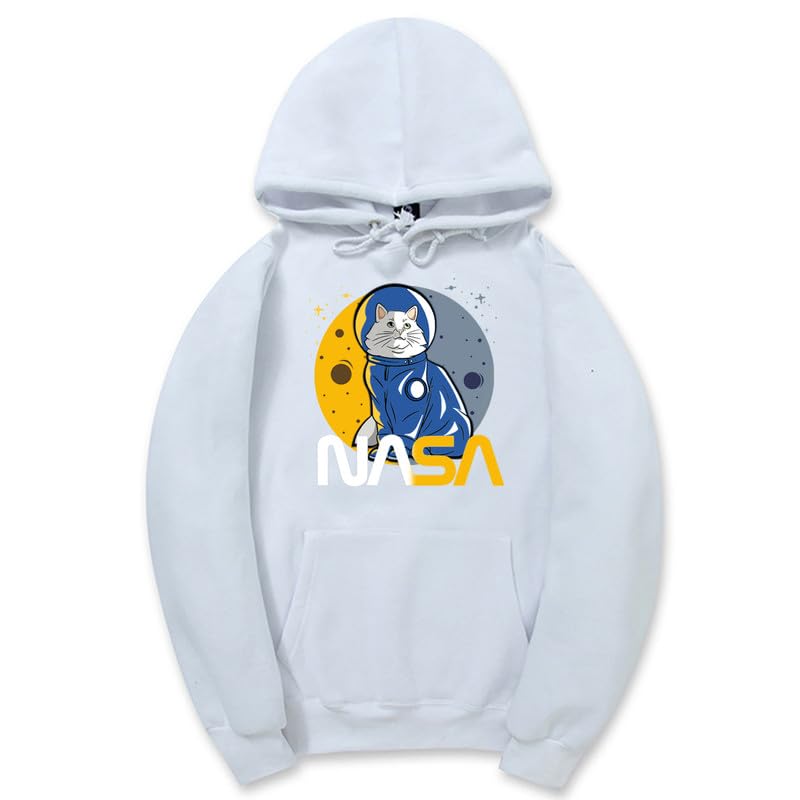 CORIRESHA Teen's Astronaut NASA Hoodie Casual Long Sleeve Drawstring Cat Sweatshirt