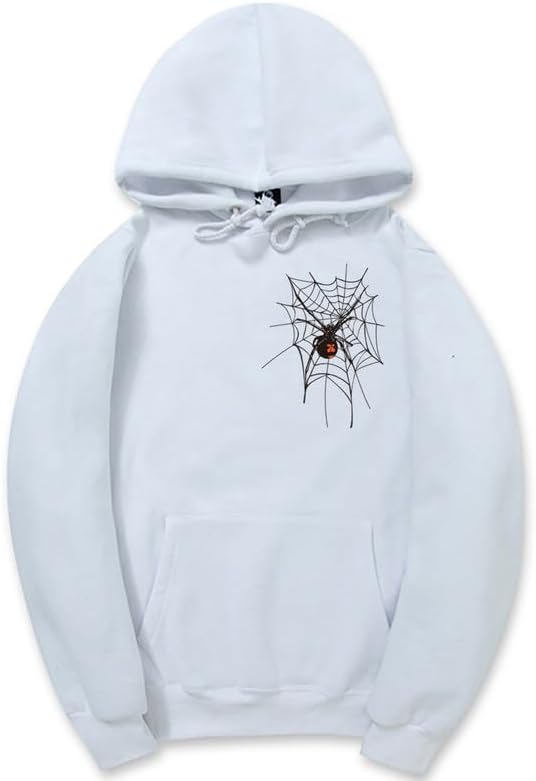 CORIRESHA Sudadera unisex con capucha de telaraña de Halloween, manga larga, con cordón, casual, estética Y2K