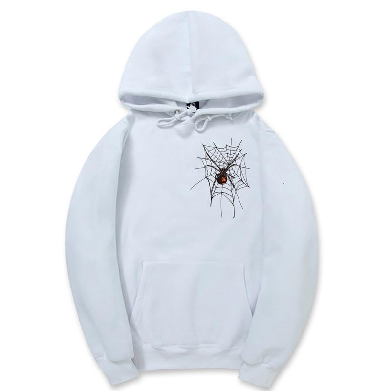 CORIRESHA Sudadera unisex con capucha de telaraña de Halloween, manga larga, con cordón, casual, estética Y2K