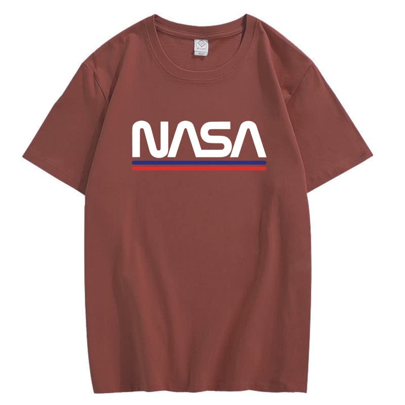 CORIRESHA Camiseta básica de algodón de manga corta con cuello redondo y estampado de letras de la NASA para adolescentes