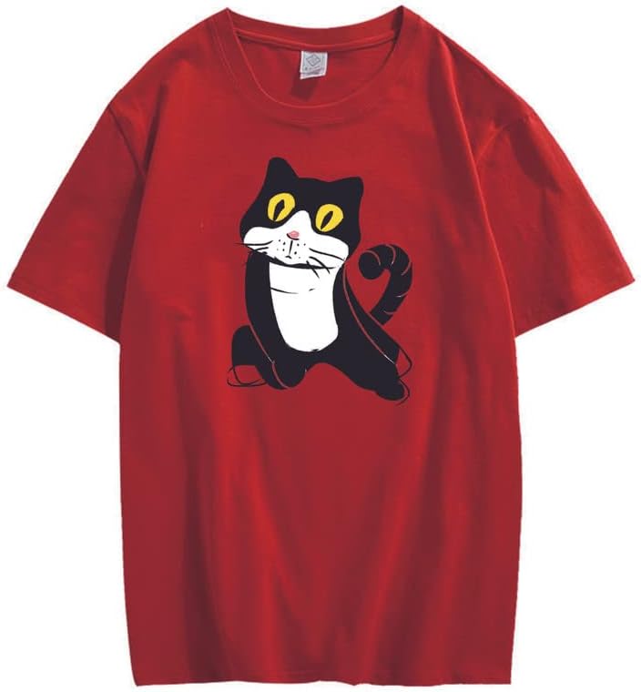 CORIRESHA Camiseta de gato lindo casual cuello redondo manga corta verano básico algodón tops