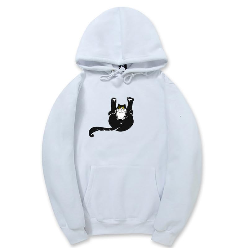 CORIRESHA Teen Funny Cat Hoodie Casual Drawstring Kangaroo Pocket Basic Cute Sweatshirt