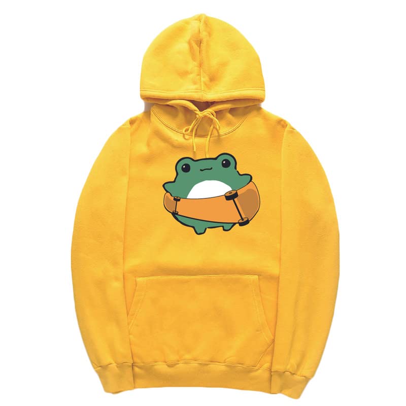 CORIRESHA Women's Cute Frog Hoodie Skateboard Soft Cozy Cotton Drawstring Sweatshirt