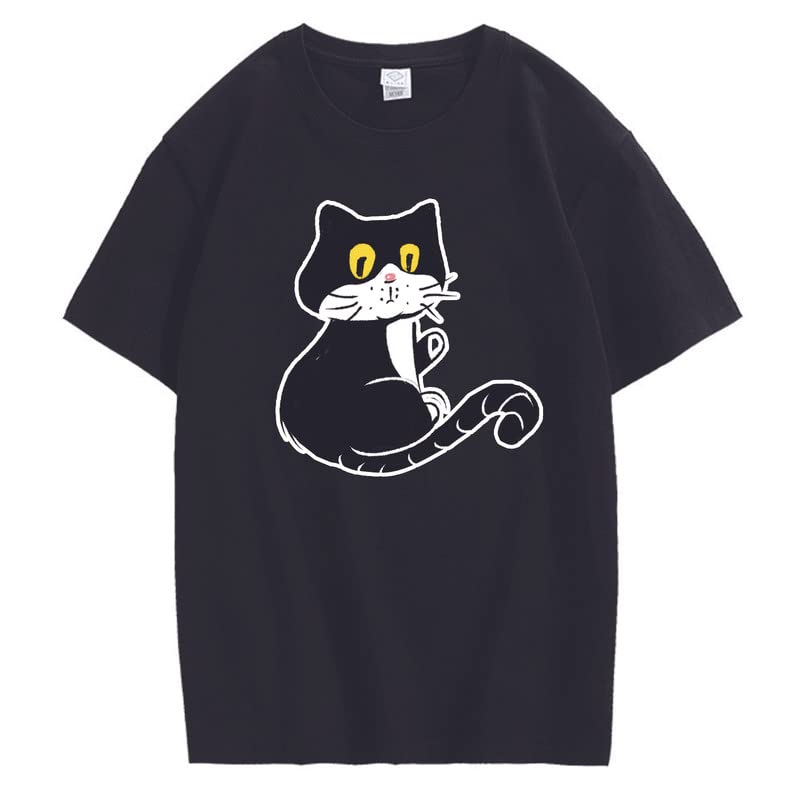 CORIRESHA Adolescente Gato Camiseta Cuello Redondo Manga Corta Suelta Suave Acogedor Lindo Tops
