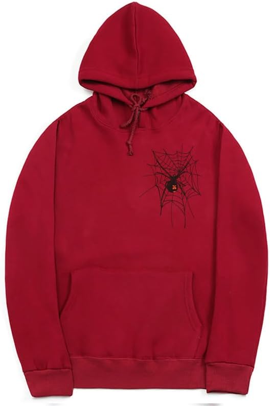 CORIRESHA Sudadera unisex con capucha de telaraña de Halloween, manga larga, con cordón, casual, estética Y2K
