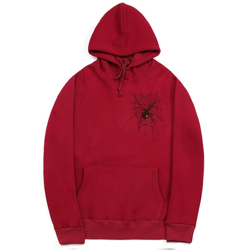 CORIRESHA Sudadera unisex con capucha de telaraña de Halloween, manga larga, con cordón, casual, estética Y2K