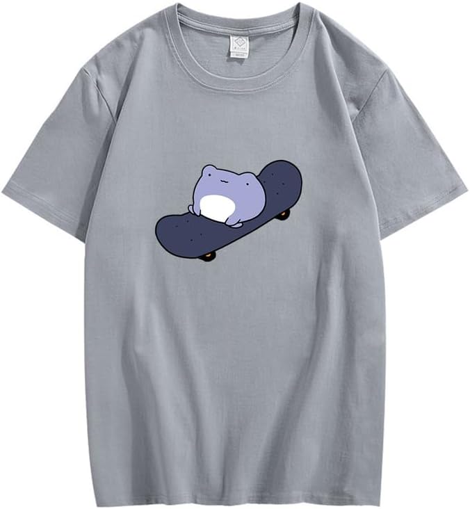 CORIRESHA Camiseta básica de verano con cuello redondo y manga corta para mujer