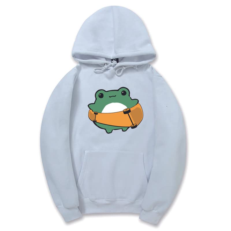 CORIRESHA Women's Cute Frog Hoodie Skateboard Soft Cozy Cotton Drawstring Sweatshirt