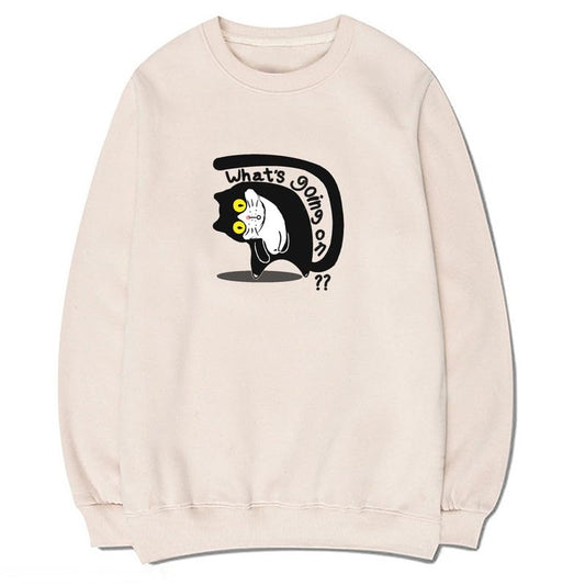 CORIRESHA Women's Teen Cute Sweatshirt Crew Neck Long Sleeve Soft Cat Lovers Pullover