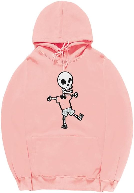 CORIRESHA Halloween Skull Hoodie Long Sleeve Drawstring Kangaroo Pocket Funny Sweatshirt
