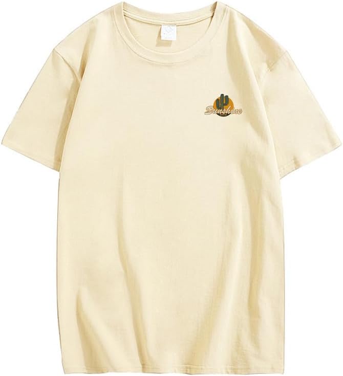 CORIRESHA Vintage Cactus Sunshine Graphic Crewneck Short Sleeves Casual Teen T-Shirts