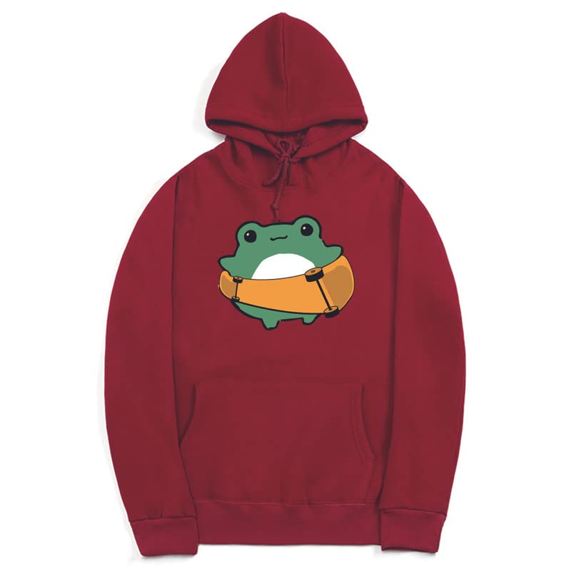 CORIRESHA Women's Cute Frog Hoodie Skateboard Soft Cozy Cotton Drawstring Sweatshirt