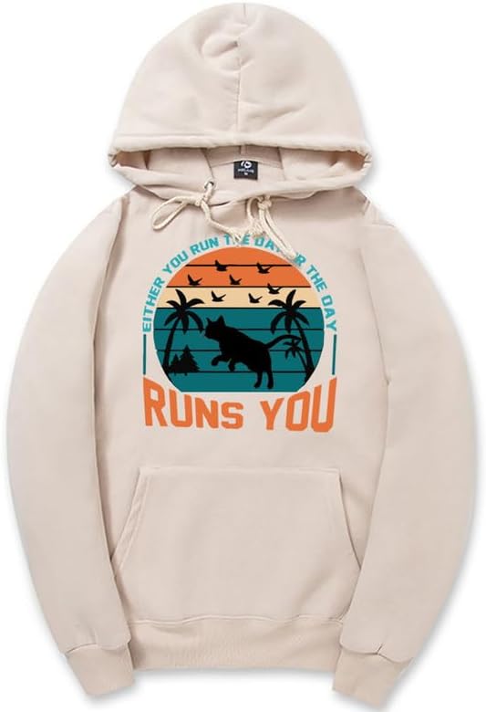 CORIRESHA - Sudadera con capucha para mujer, estilo vintage, de gato, gaviota, de manga larga, con cordón, informal, de algodón