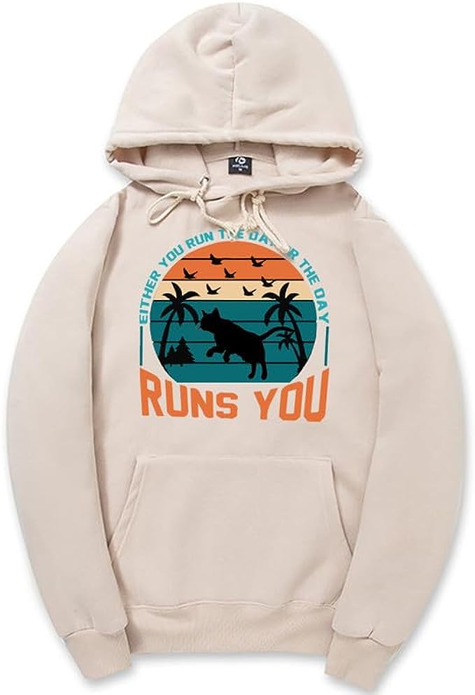 CORIRESHA - Sudadera con capucha para mujer, estilo vintage, de gato, gaviota, de manga larga, con cordón, informal, de algodón