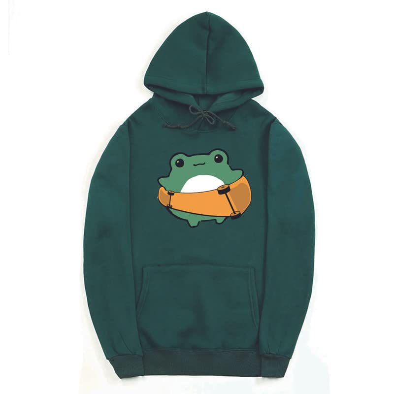 CORIRESHA Women's Cute Frog Hoodie Skateboard Soft Cozy Cotton Drawstring Sweatshirt