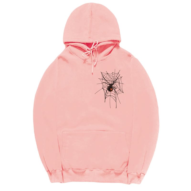 CORIRESHA Sudadera unisex con capucha de telaraña de Halloween, manga larga, con cordón, casual, estética Y2K
