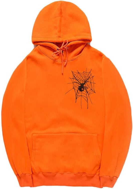CORIRESHA Sudadera unisex con capucha de telaraña de Halloween, manga larga, con cordón, casual, estética Y2K