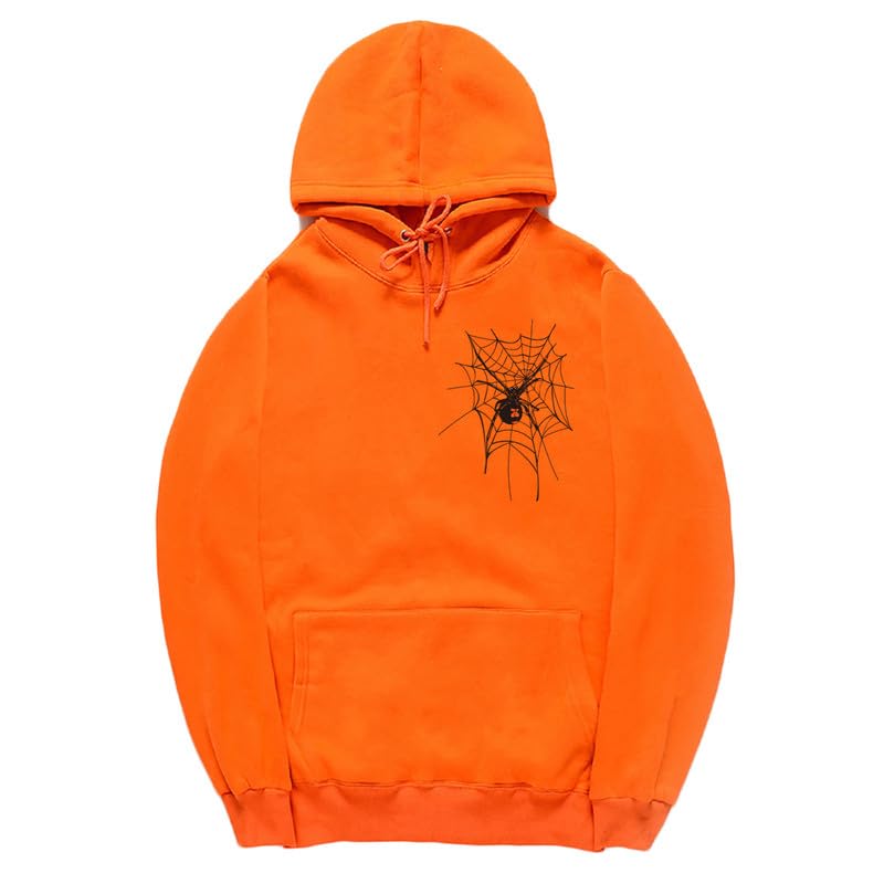 CORIRESHA Sudadera unisex con capucha de telaraña de Halloween, manga larga, con cordón, casual, estética Y2K