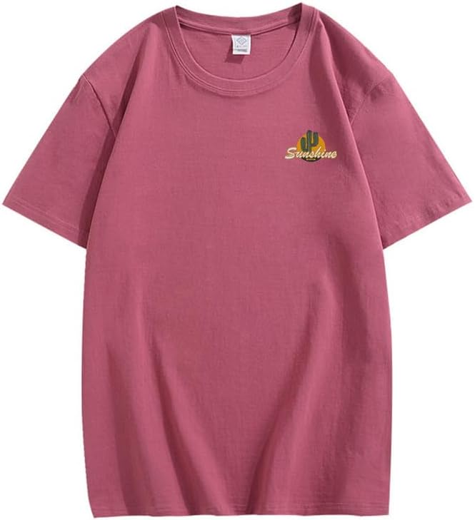 CORIRESHA Vintage Cactus Sunshine Graphic Crewneck Short Sleeves Casual Teen T-Shirts