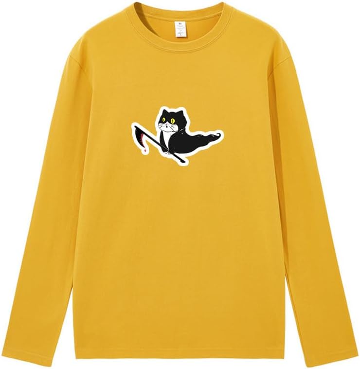 CORIRESHA Teen Ghost Cat camiseta cuello redondo manga larga algodón Halloween Tops