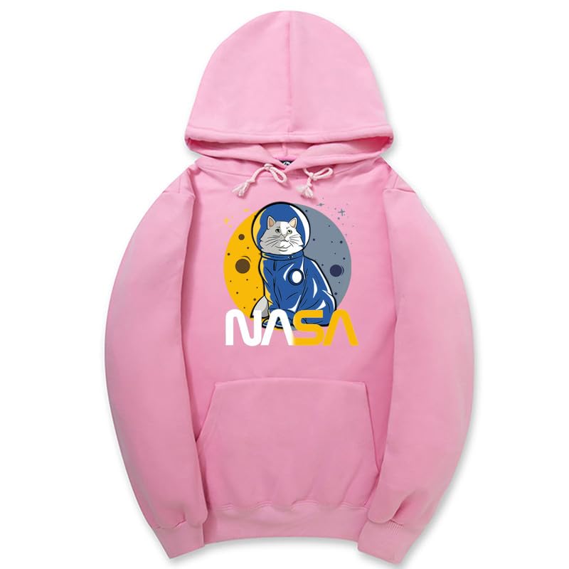 CORIRESHA Teen's Astronaut NASA Hoodie Casual Long Sleeve Drawstring Cat Sweatshirt