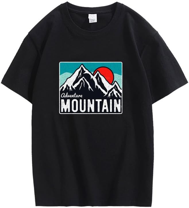 CORIRESHA Women's Vintage Mountain Graphic Crewneck Short Sleeve Loose Basic Sun T-Shirt