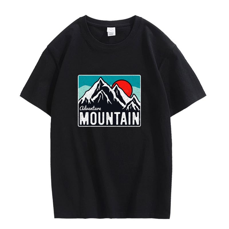 CORIRESHA Women's Vintage Mountain Graphic Crewneck Short Sleeve Loose Basic Sun T-Shirt