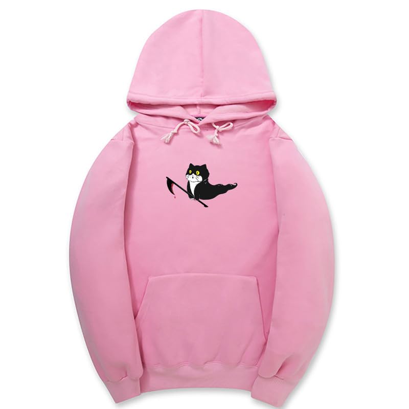 CORIRESHA Unisex Ghost Cat Hoodie Long Sleeve Drawstring Casual Halloween Sweatshirt
