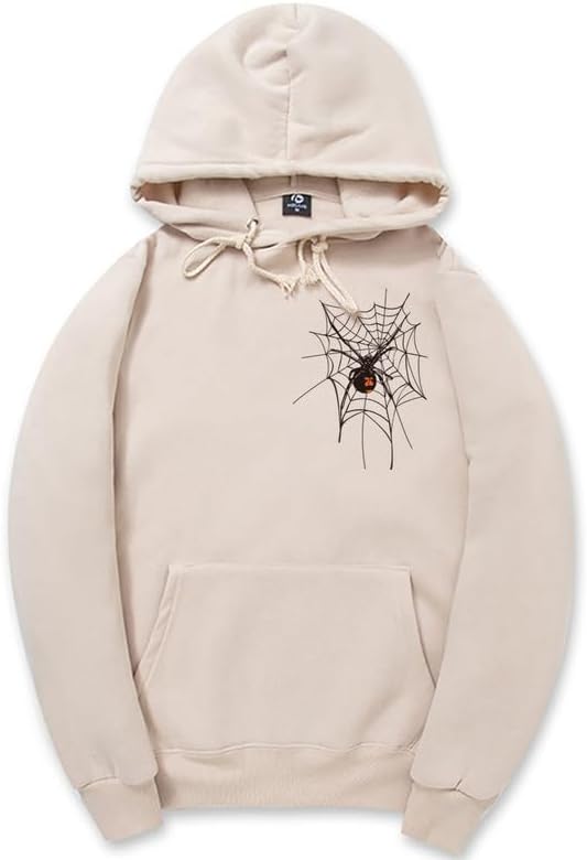 CORIRESHA Sudadera unisex con capucha de telaraña de Halloween, manga larga, con cordón, casual, estética Y2K