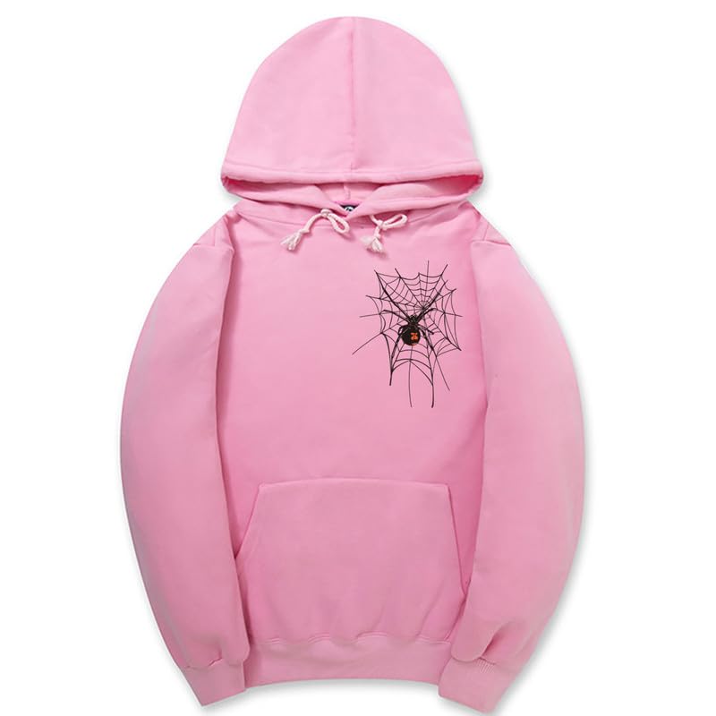 CORIRESHA Sudadera unisex con capucha de telaraña de Halloween, manga larga, con cordón, casual, estética Y2K