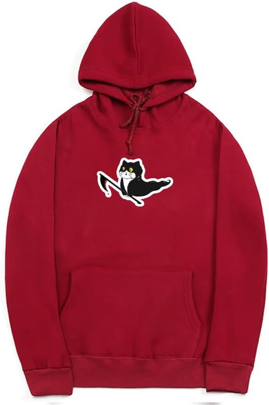 CORIRESHA Sudadera unisex con capucha de gato fantasma de manga larga con cordón casual de Halloween