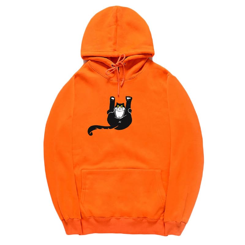 CORIRESHA Teen Funny Cat Hoodie Casual Drawstring Kangaroo Pocket Basic Cute Sweatshirt