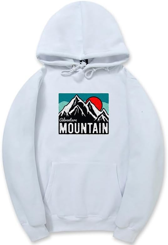 CORIRESHA Women's Vintage Mountain Graphic Hoodie Casual Long Sleeve Drawstring Basic Sun Sweatshirt