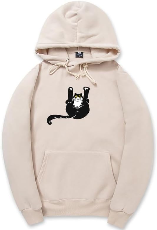 CORIRESHA Teen Funny Cat Hoodie Casual Drawstring Kangaroo Pocket Basic Cute Sweatshirt